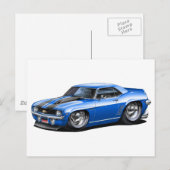 1969 Camaro SS Blue-Black Car Postkarte (Vorne/Hinten)