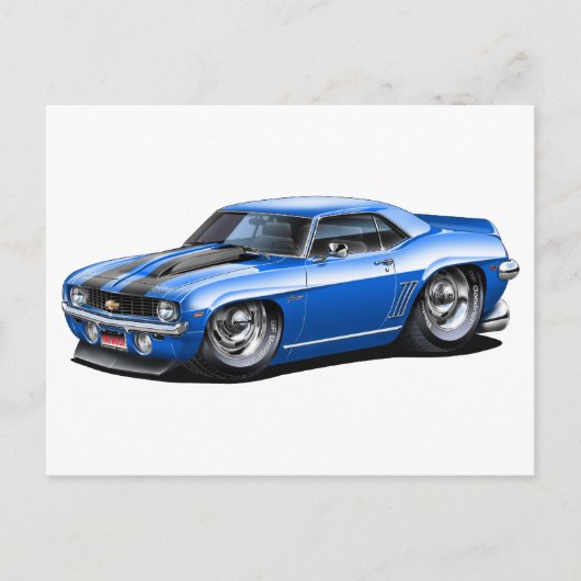 1969 Camaro SS Blue-Black Car Postkarte (Vorderseite)