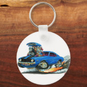 1969 Camaro SS Blue-Black Car Schlüsselanhänger (Vorderseite)