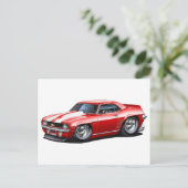 1969 Camaro SS Red-White Car Postkarte (Stehend Vorderseite)