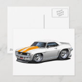 1969 Camaro SS White-Orange Car Postkarte (Vorne/Hinten)