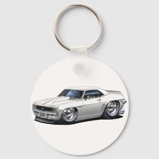1969 Camaro White Car Schlüsselanhänger (Vorderseite)