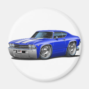 1969 Chevelle Blue-White Car Magnet