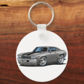 1969 Chevelle Silver-Black Car Schlüsselanhänger (Vorderseite)