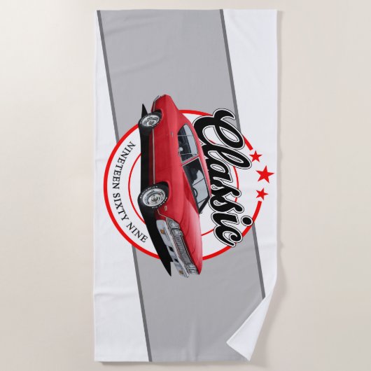 1969 Classic Muscle Car Strandtuch (Vorderseite)