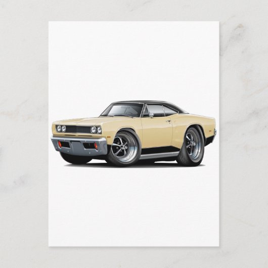 1969 Coronet RT Tan-Black Car Postkarte (Vorderseite)