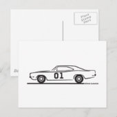1969 Dodge Ladegerät General Lee Postkarte (Vorne/Hinten)