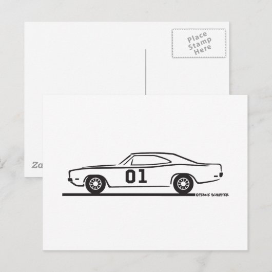 1969 Dodge Ladegerät General Lee Postkarte (Vorne/Hinten)