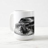 1969 Fastback-Muskelauto mit Durchdrehenden Rädern Kaffeetasse (Vorderseite Links)