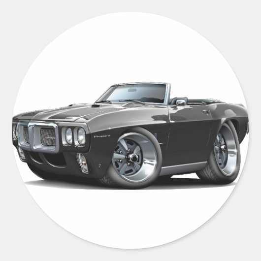 1969 Firebird Black Convertible Runder Aufkleber (Vorderseite)