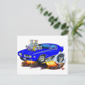 1969 GTO Judge Blue Car Postkarte (Stehend Vorderseite)