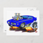 1969 GTO Judge Blue Car Postkarte (Vorne/Hinten)