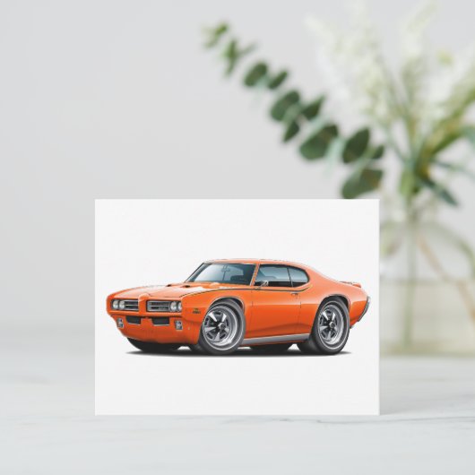 1969 GTO Judge Orange Car Postkarte (Stehend Vorderseite)