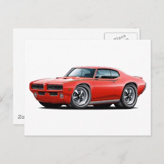 1969 GTO Judge Red Hidden Headlight Car Postkarte (Vorne/Hinten)