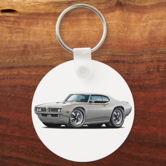1969 GTO Judge Silver Car Schlüsselanhänger (Vorderseite)