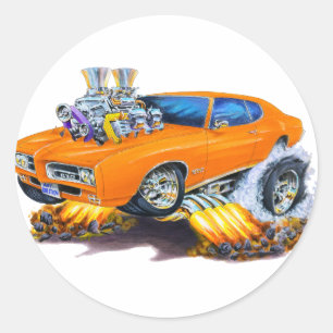 1969 GTO Orange Car Runder Aufkleber