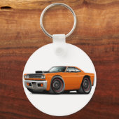 1969 Roadrunner Orange-Black Hood Scoop Car Schlüsselanhänger (Vorderseite)