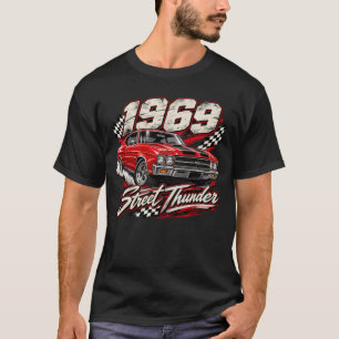 1969 roter amerikanischer Muscle-Klassiker-Rennwag T-Shirt