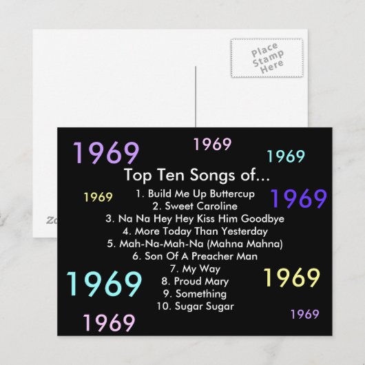 1969 Songs Postkarte (Vorne/Hinten)