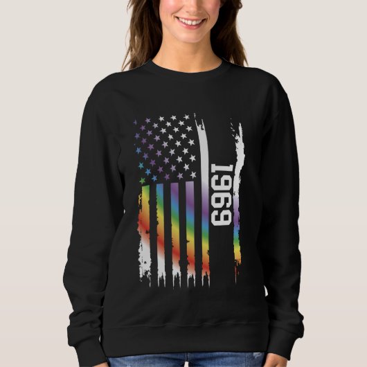 1969 United Staaten Distressed Rainbow mit US-Flag Sweatshirt (Vorderseite)