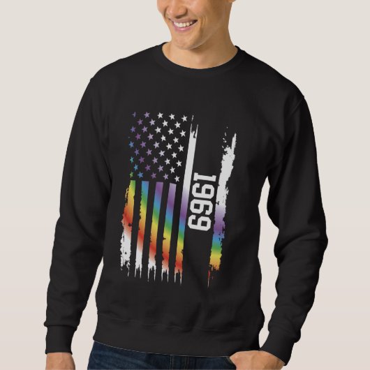 1969 United Staaten Distressed Rainbow mit US-Flag Sweatshirt (Vorderseite)
