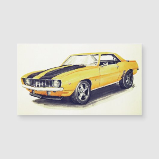 1969 Yellow Camaro Magnet (Vorderseite)