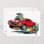 1970-72 Camaro Red-White Car Postkarte (Vorne/Hinten)