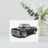 1970-72 Chevy C10 Black-White Top Truck Postkarte (Stehend Vorderseite)