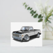 1970-72 Chevy C10 Black-White Truck Postkarte (Stehend Vorderseite)