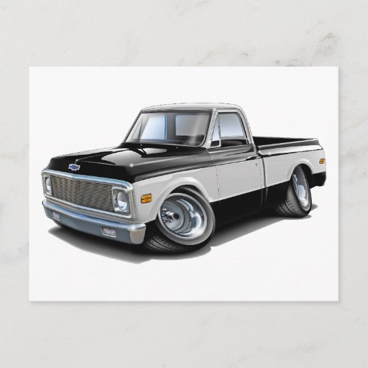1970-72 Chevy C10 Black-White Truck Postkarte (Vorderseite)