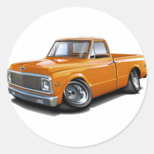 1970-72 Chevy C10 Orange Truck Runder Aufkleber