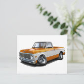 1970-72 Chevy C10 Orange-White Truck Postkarte (Stehend Vorderseite)