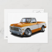 1970-72 Chevy C10 Orange-White Truck Postkarte (Vorne/Hinten)