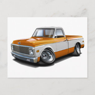 1970-72 Chevy C10 Orange-White Truck Postkarte