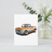 1970-72 Chevy C10 Orange-White Truck Postkarte (Stehend Vorderseite)