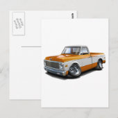 1970-72 Chevy C10 Orange-White Truck Postkarte (Vorne/Hinten)