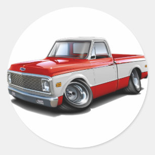 1970-72 Chevy C10 Red-White Truck Runder Aufkleber
