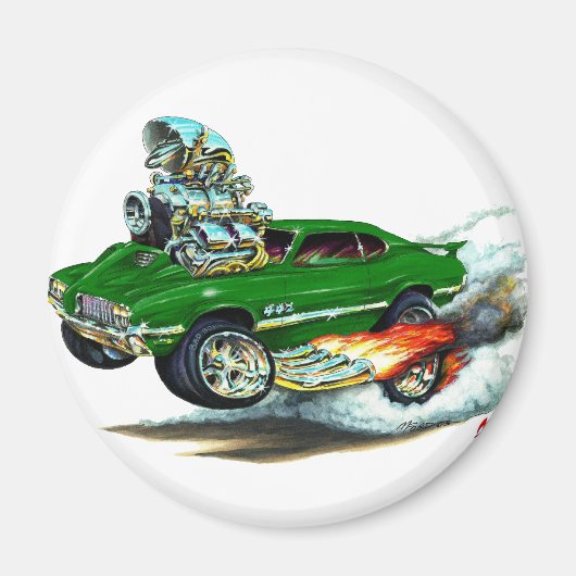 1970-72 Olds Cutlass 442 Green Car Magnet (Vorne)