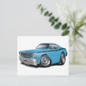 1970-74 Duster Lt Blue-Black Car Postkarte (Stehend Vorderseite)