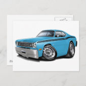1970-74 Duster Lt Blue-Black Car Postkarte (Vorne/Hinten)