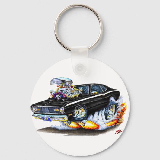 1970-74 Plymouth Duster Black Car Schlüsselanhänger (Vorderseite)