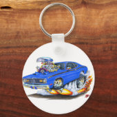 1970-74 Plymouth Duster Blue Car Schlüsselanhänger (Vorderseite)