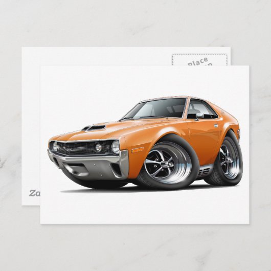 1970 AMX Orange Car Postkarte (Vorne/Hinten)