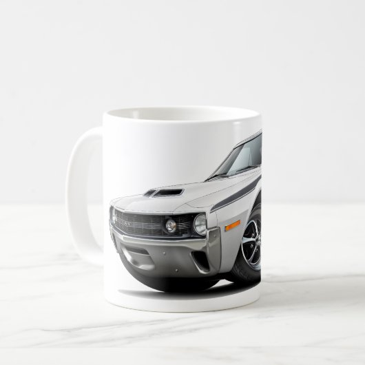 1970 AMX Weiß-Schwarzes Auto Kaffeetasse (Vorderseite Links)