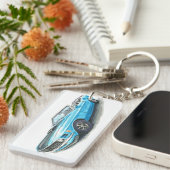 1970 Blue Mustang Schlüsselanhänger (Vorderseite rechts)