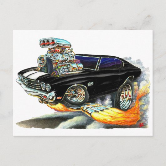 1970 Chevelle Black-White Car Postkarte (Vorderseite)