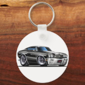 1970 Chevelle Black-White Car Schlüsselanhänger (Vorderseite)