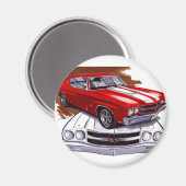 1970 Chevelle Red-White Car Magnet (Vorderseite/Rückseite)