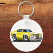 1970 Chevelle Yellow-White Car Schlüsselanhänger (Vorderseite)