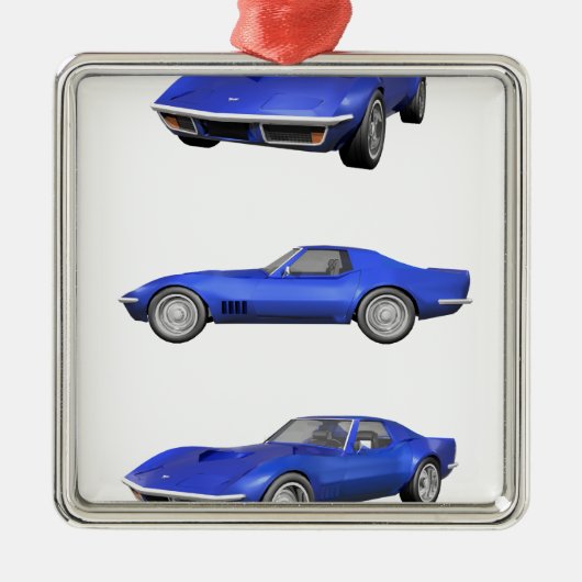 1970 Corvette: Blue Finish: Silbernes Ornament (Vorne)